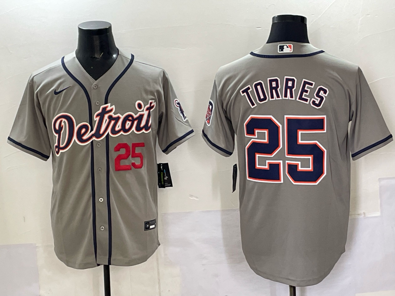 Men 2025 Detroit Tigers #25 Torres grey Game Nike MLB Jersey 002->detroit tigers->MLB Jersey